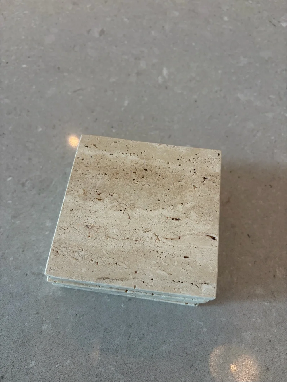 Crate and Barrel Travertine Coasters - Set of 4 in Light Beige